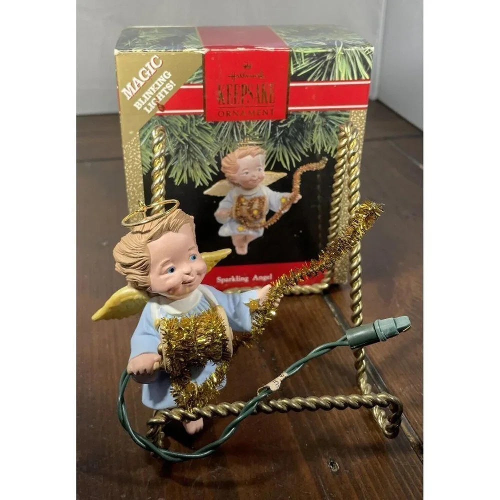 Hallmark Sparkling Angel Magic Blinking Lights Garland Keepsake‎ Ornament 1991